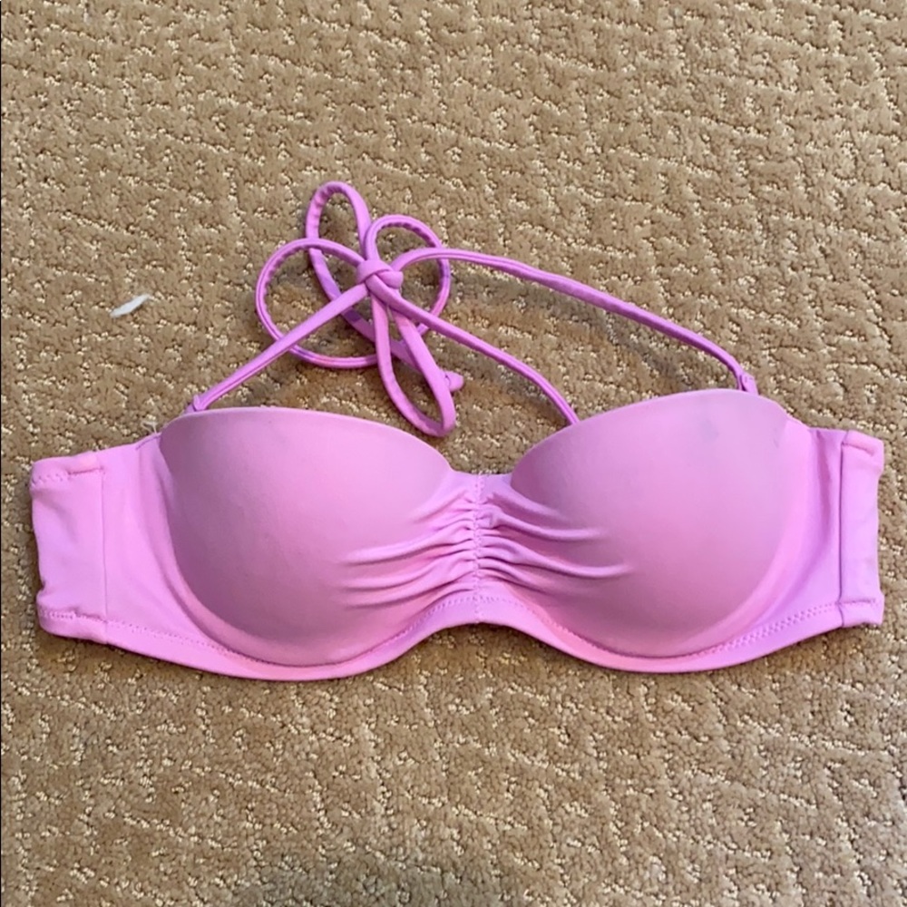 Pink strapless bikini top